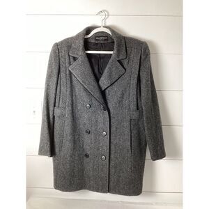 Vintage Alorna 70%Wool coat Womens Medium/Large Mid length Gray Button‎ up coat